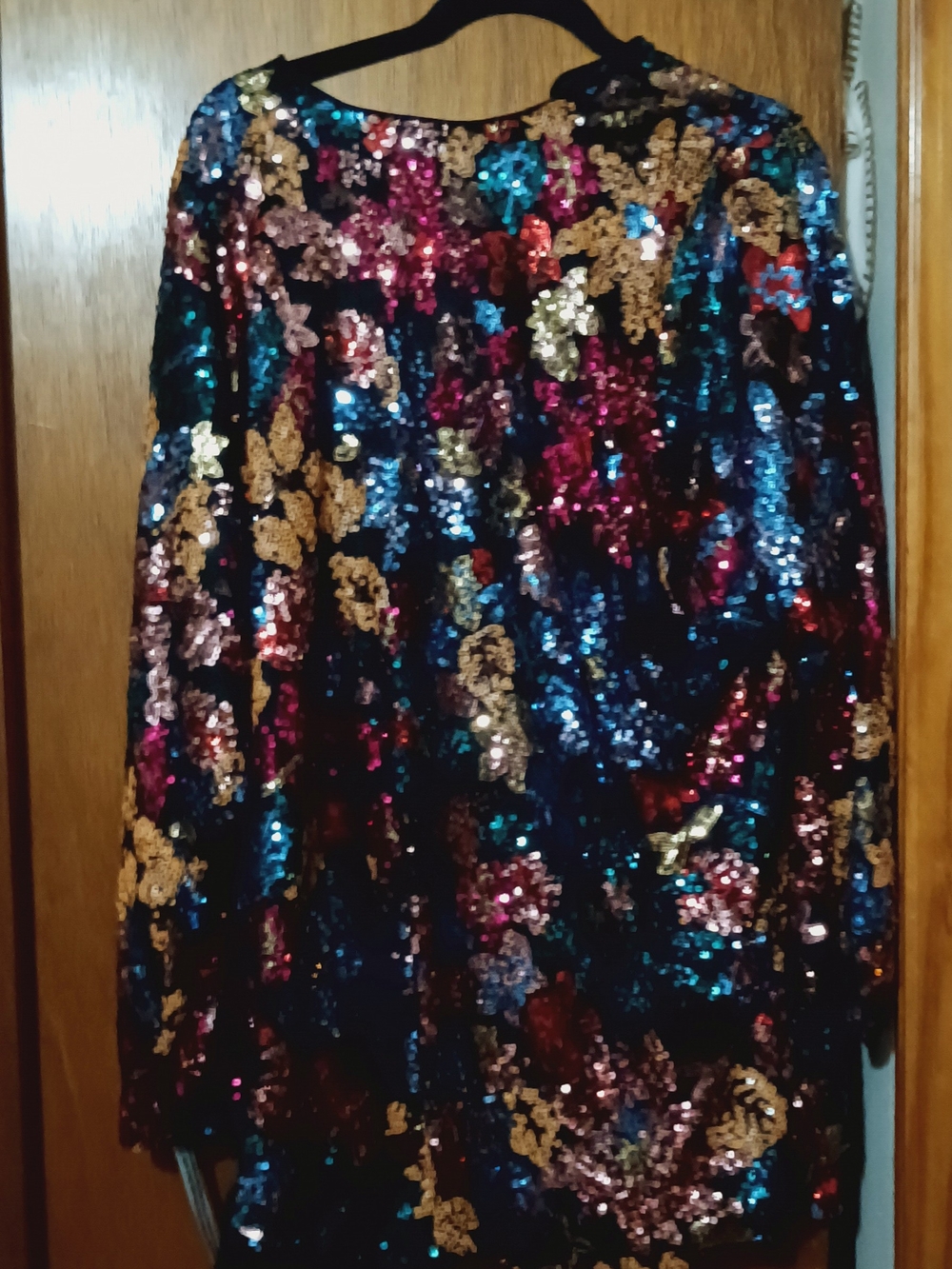 Boohoo Multicolor Sequin Maxi Dress with Gold Floral Accents
